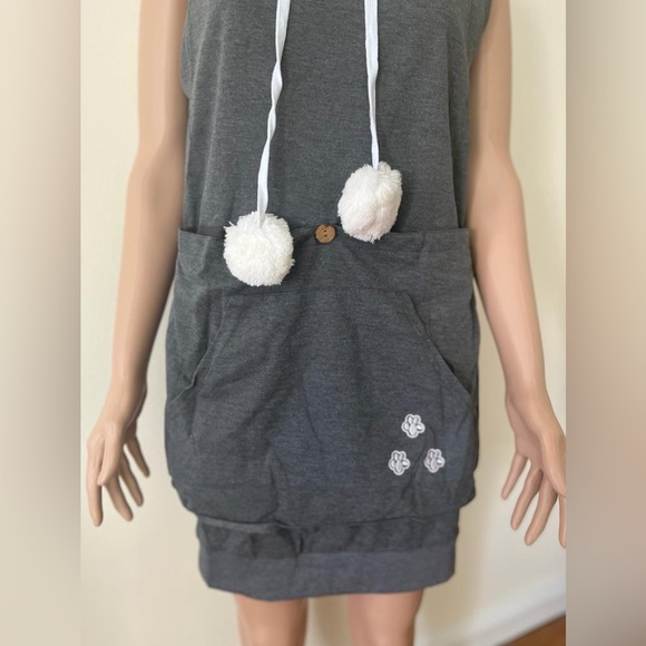 Brand new mewgaroo pet holder cat eared pouch sweatshirt hoodie top grey small - Picture 3 of 7